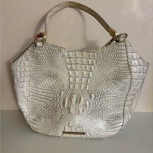 Brahmin Elegant White Crocodile-Embossed Women's Bag